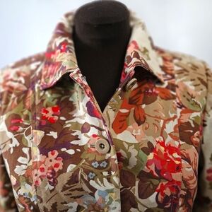 Romantic Coldwater Creek Floral JEAN Jacket 100% Cotton  M/L Cottagecore Vintage